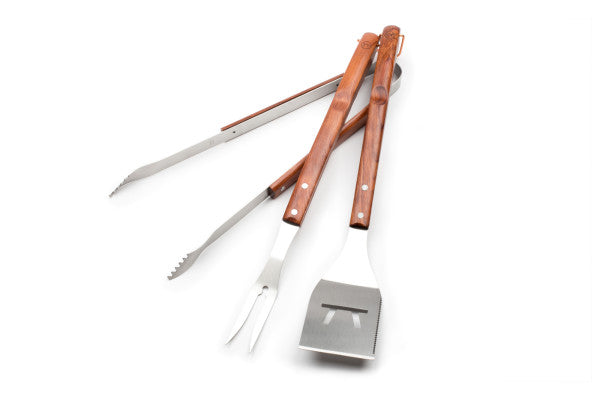 Heavy-Duty Rose Wooden BBQ Grilling Tools Set. Extra Thick