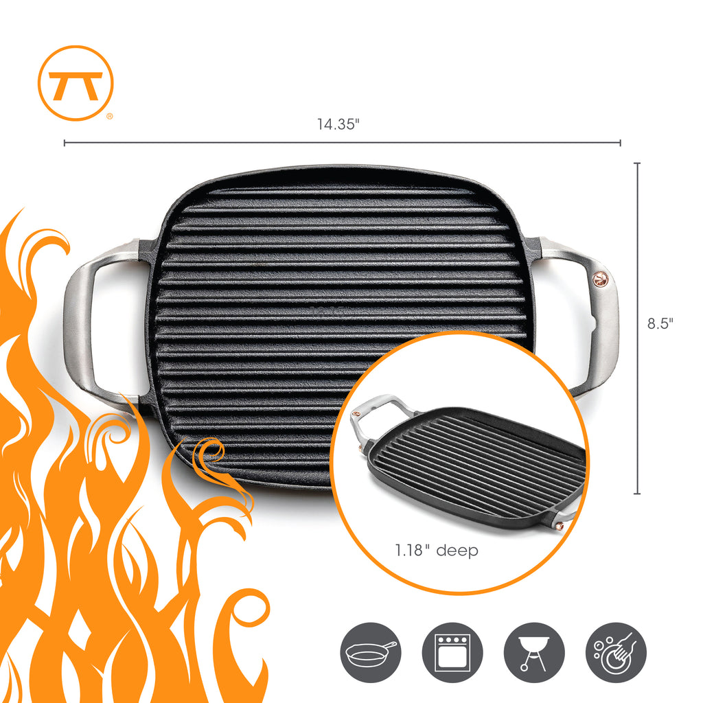 Outset Cast Iron Grill Pan With Ridges