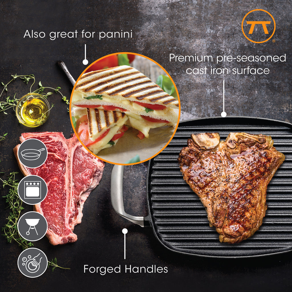 Outset Cast Iron Grill Pan With Ridges