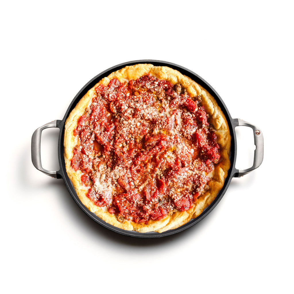 Outset Deep Dish Cast Iron Grill Pan For Pizza and Paella