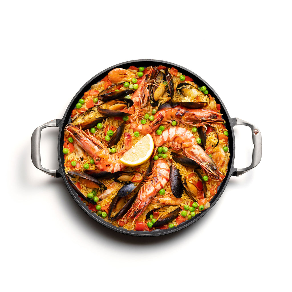 Outset Deep Dish Cast Iron Grill Pan For Pizza and Paella