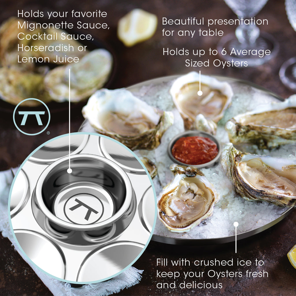 Outset Oyster Tray, 6 Slots and Condiment Cup