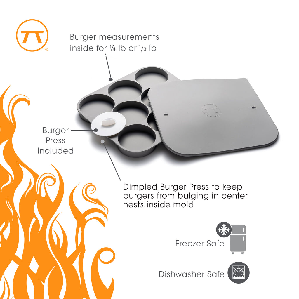 Outset Silicone Burger Press and Storage Tray With Lid, 8 Burger Capacity