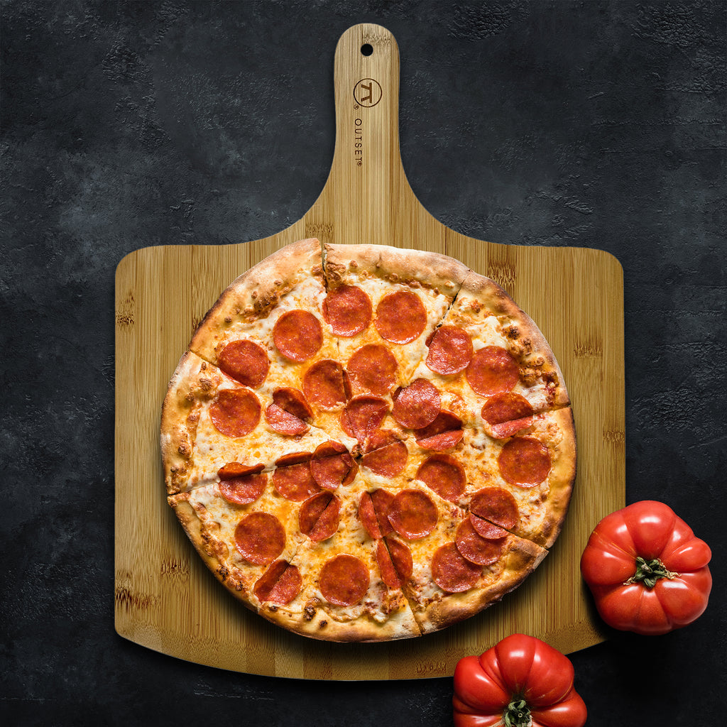 Outset Extra Large Wooden Pizza Peel, Bamboo, 18" x 14"