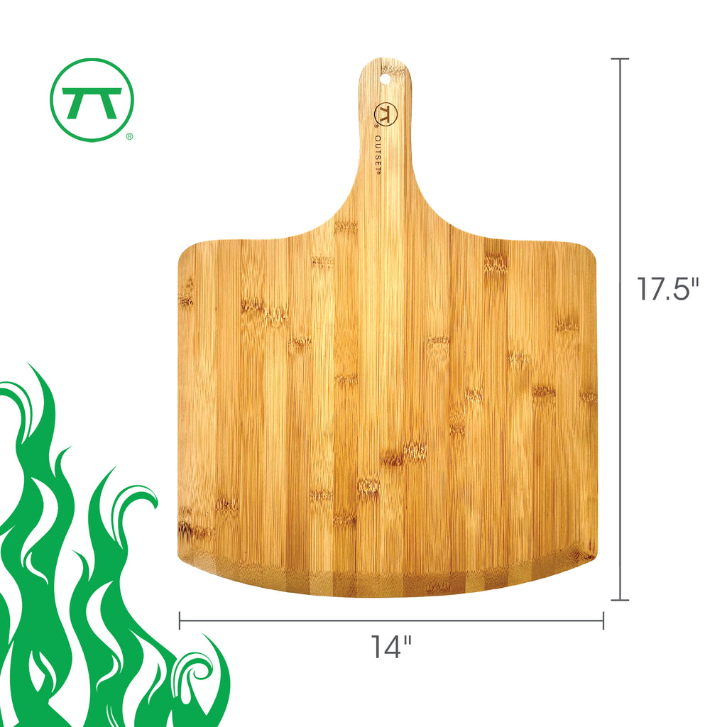 Outset Extra Large Wooden Pizza Peel, Bamboo, 18" x 14"