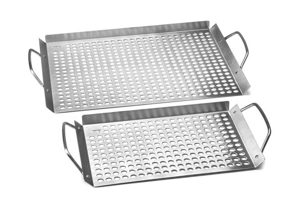 Stainless Steel Grill Topper Grid, Set of 2, 11"x7" and 11"x17"